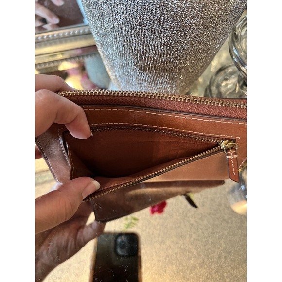 Fossil Cowhide Genuine Leather Zip Around Wallet Outer Zip Coin, Brown - Picture 5 of 11
